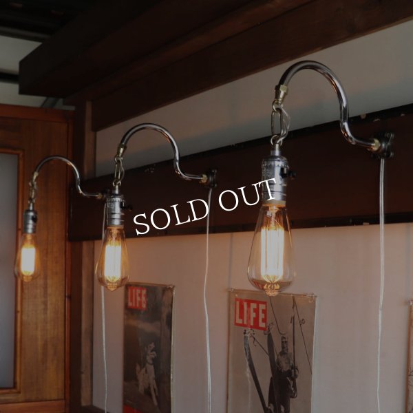 【チェーン付S字横型】【取付け工事不要】インダストリアルブラケットライト｜工業系シンプル壁面照明