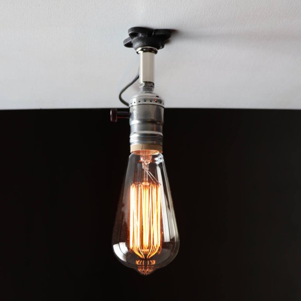 【電気工事不要】USAヴィンテージソケットミニブラケットライト銀色|インダストリアル壁面照明シルバー