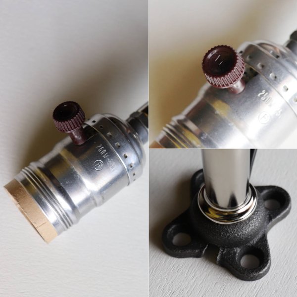 【電気工事不要】USAヴィンテージソケットミニブラケットライト銀色|インダストリアル壁面照明シルバー