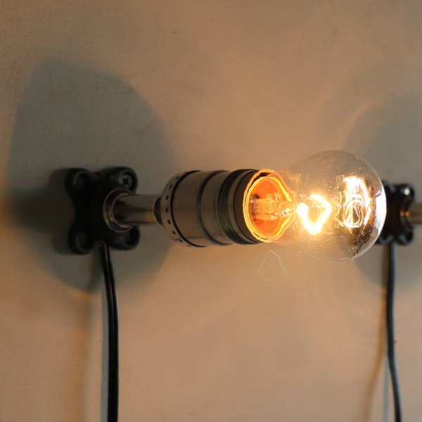 【電気工事不要】USAヴィンテージソケットミニブラケットライト銀色|インダストリアル壁面照明シルバー