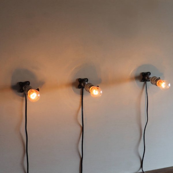 【電気工事不要】USAヴィンテージソケットミニブラケットライト銀色|インダストリアル壁面照明シルバー