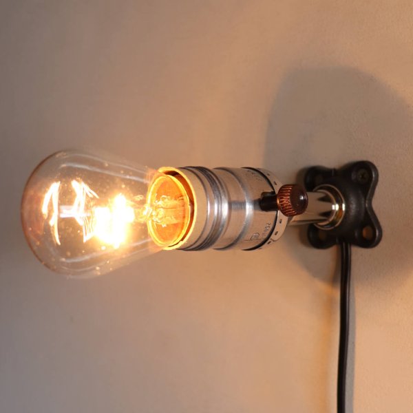 【電気工事不要】USAヴィンテージソケットミニブラケットライト銀色|インダストリアル壁面照明シルバー