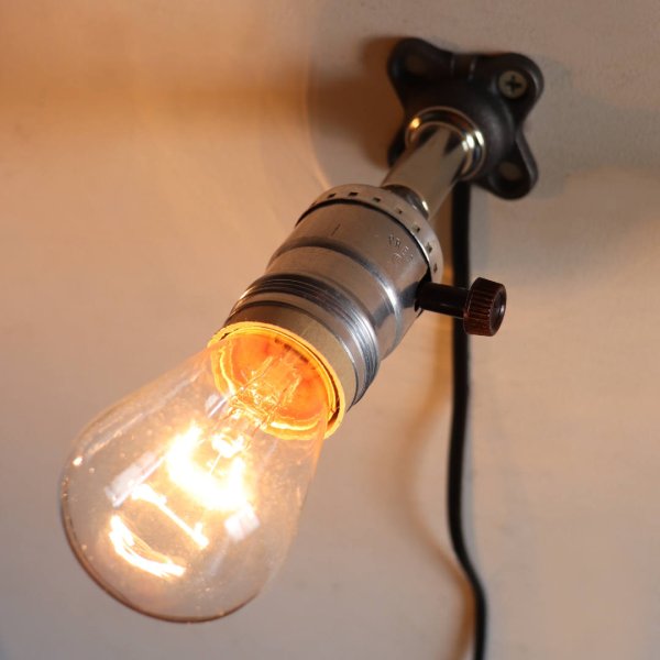 【電気工事不要】USAヴィンテージソケットミニブラケットライト銀色|インダストリアル壁面照明シルバー