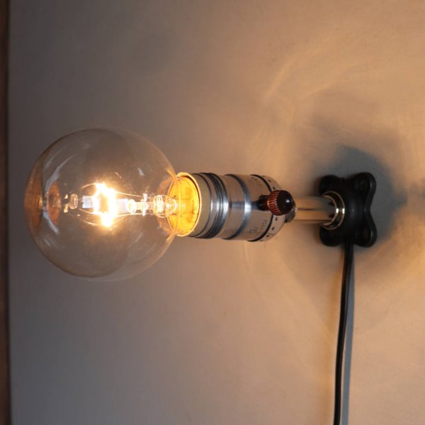 【電気工事不要】USAヴィンテージソケットミニブラケットライト銀色|インダストリアル壁面照明シルバー