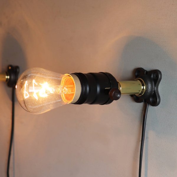 【電気工事不要】USAヴィンテージソケットミニブラケットライト金色｜インダストリアル壁面照明ゴールド