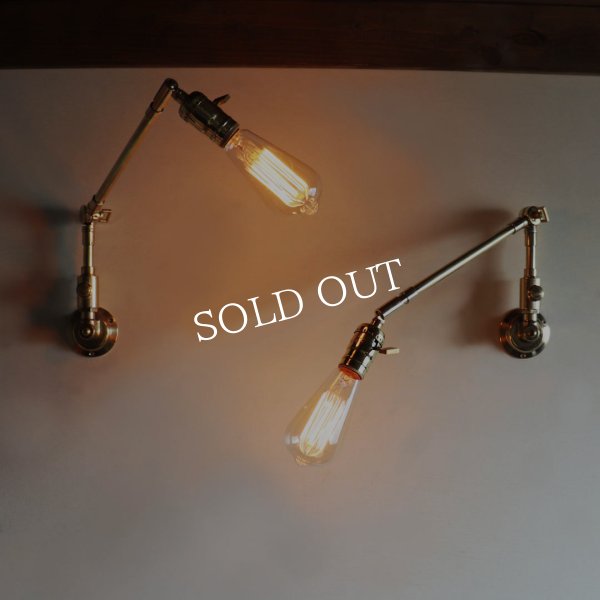 【要電気工事】USAヴィンテージ真鍮製スウィングアーム自在金具付きブラケットライト｜インダストリアル壁掛け照明