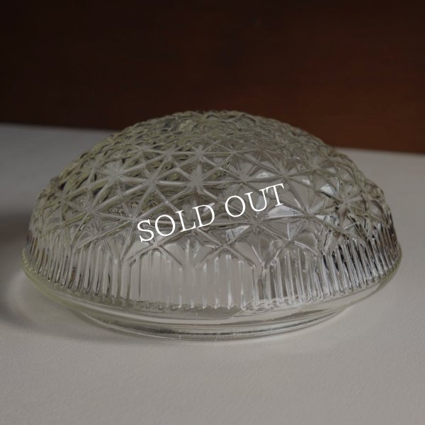 USAヴィンテージラウンドガラスシェードペンダントライト幾何学模様｜アンティーク吊下げ天井照明