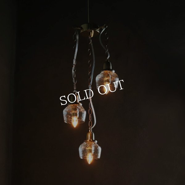 3灯ガラスペンダントライト天井照明A｜ミニガラスシェードスワッグランプ