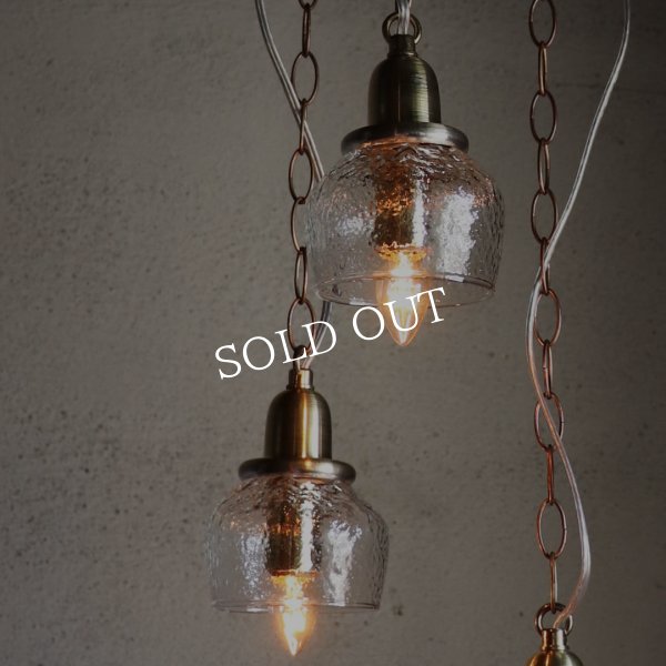 3灯ガラスペンダントライト天井照明A｜ミニガラスシェードスワッグランプ