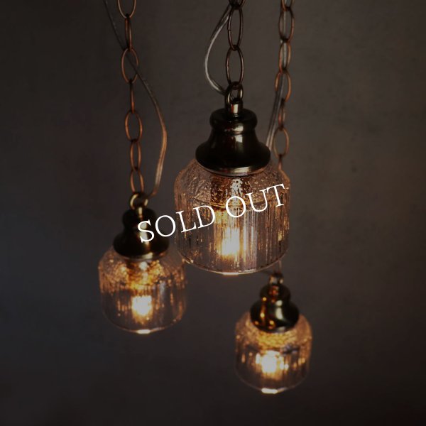 3灯ガラスペンダントライト天井照明B｜ミニガラスシェードスワッグランプミッドセンチュリー