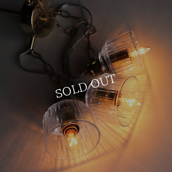 3灯ガラスペンダントライト天井照明B｜ミニガラスシェードスワッグランプミッドセンチュリー