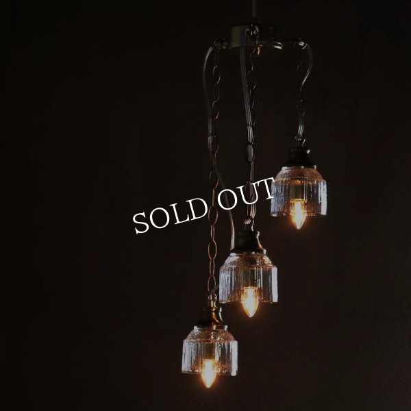 3灯ガラスペンダントライト天井照明B｜ミニガラスシェードスワッグランプミッドセンチュリー