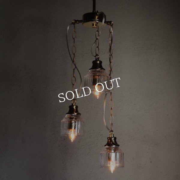 3灯ガラスペンダントライト天井照明B｜ミニガラスシェードスワッグランプミッドセンチュリー