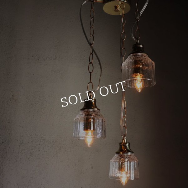 3灯ガラスペンダントライト天井照明B｜ミニガラスシェードスワッグランプミッドセンチュリー