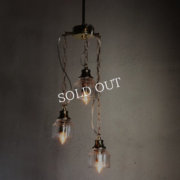 3灯ガラスペンダントライト天井照明B｜ミニガラスシェードスワッグランプミッドセンチュリー