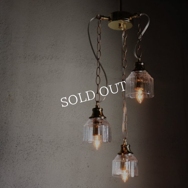 3灯ガラスペンダントライト天井照明B｜ミニガラスシェードスワッグランプミッドセンチュリー