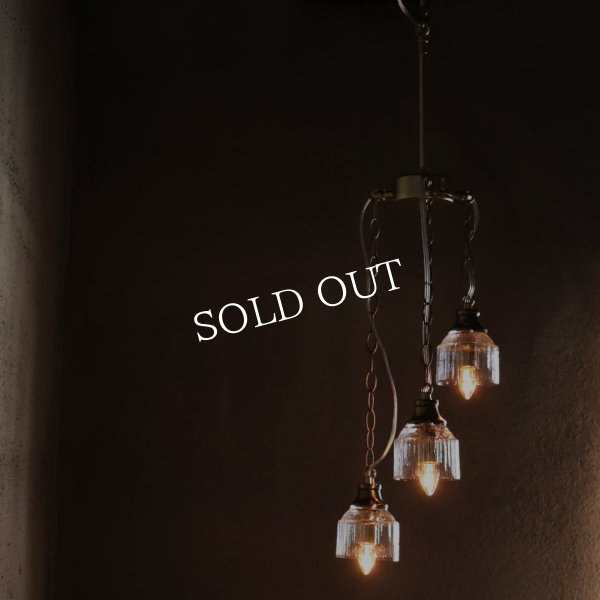 3灯ガラスペンダントライト天井照明B｜ミニガラスシェードスワッグランプミッドセンチュリー