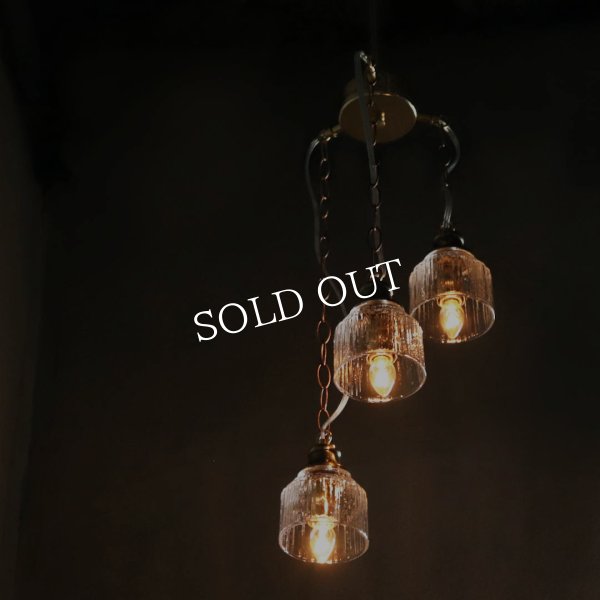 3灯ガラスペンダントライト天井照明B｜ミニガラスシェードスワッグランプミッドセンチュリー