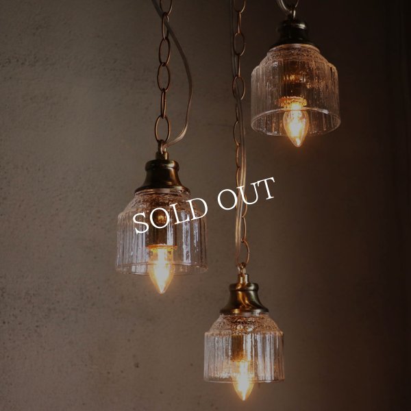 3灯ガラスペンダントライト天井照明B｜ミニガラスシェードスワッグランプミッドセンチュリー