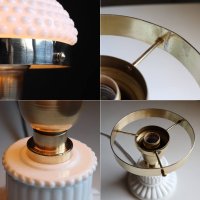画像3: USAヴィンテージミルクガラス製ホブネイルフリルシェードテーブルライト｜アンティーク卓上照明ランプ