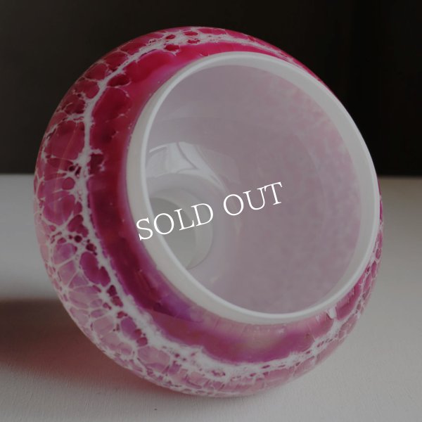 USAヴィンテージマーブルクランベリーのミルクガラスシェードテーブルライト｜アンティーク卓上照明