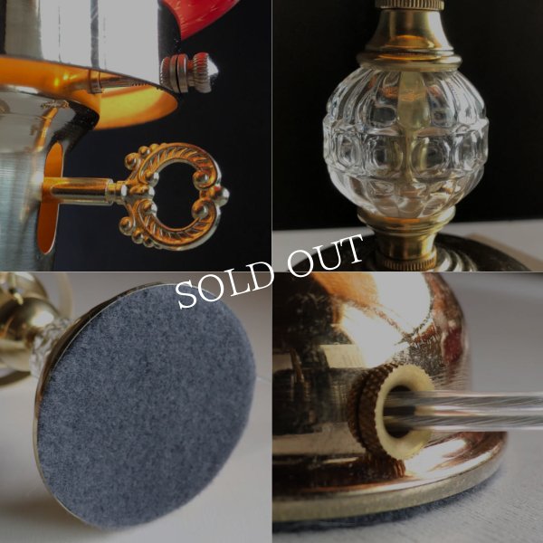 USAヴィンテージマーブルクランベリーのミルクガラスシェードテーブルライト｜アンティーク卓上照明