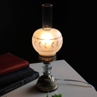 画像1: USAヴィンテージボールチムニーシェードテーブルライト｜オイルランプ調アンティーク卓上照明