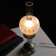 USAヴィンテージボールチムニーシェードテーブルライト｜オイルランプ調アンティーク卓上照明
