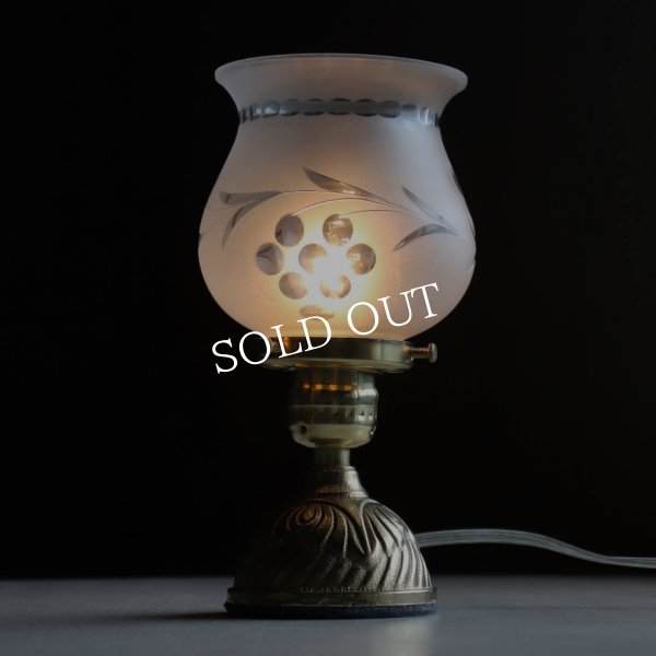 USAヴィンテージカットグラスシェードミニテーブルライト｜卓上照明ドーム型アンティーク