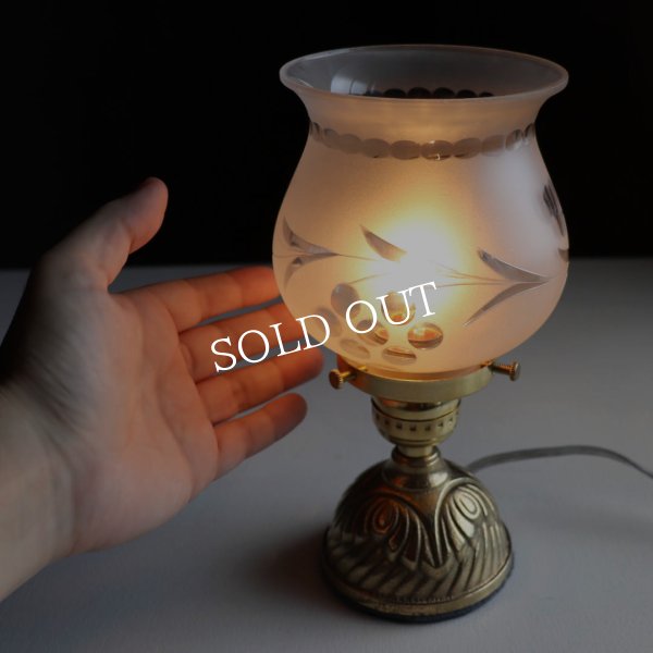 USAヴィンテージカットグラスシェードミニテーブルライト｜卓上照明ドーム型アンティーク