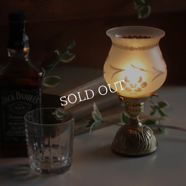 USAヴィンテージカットグラスシェードミニテーブルライト｜卓上照明ドーム型アンティーク