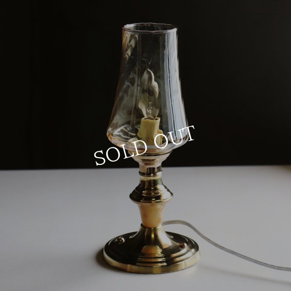 USAヴィンテージアンバーグラスキャンドルテーブルライト｜アンティーク卓上照明マーブルストーン