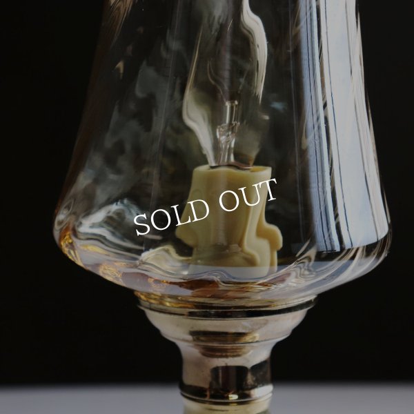 USAヴィンテージアンバーグラスキャンドルテーブルライト｜アンティーク卓上照明マーブルストーン