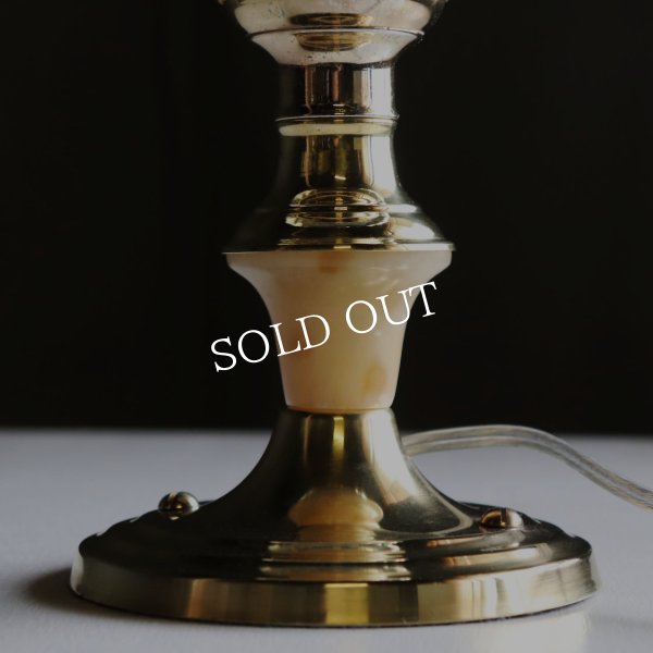USAヴィンテージアンバーグラスキャンドルテーブルライト｜アンティーク卓上照明マーブルストーン