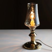 画像1: USAヴィンテージアンバーグラスキャンドルテーブルライト｜アンティーク卓上照明マーブルストーン