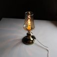 USAヴィンテージアンバーグラスキャンドルテーブルライト｜アンティーク卓上照明マーブルストーン
