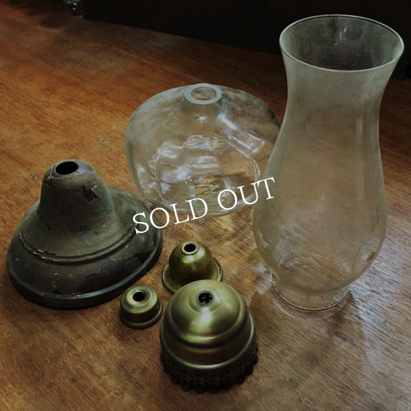 USAヴィンテージオイルランプスタイルテーブルライト｜エッチンググラスチムニーアンティーク卓上照明