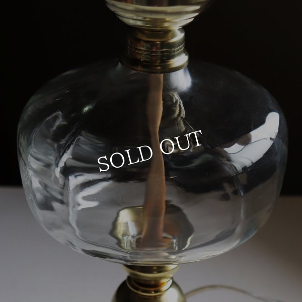 USAヴィンテージオイルランプスタイルテーブルライト｜エッチンググラスチムニーアンティーク卓上照明