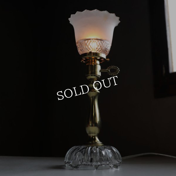 画像4: USAヴィンテージフロスト＆ダイヤカットのガラステーブルライト｜アンティーク卓上照明BRYANT社製ソケット (4)