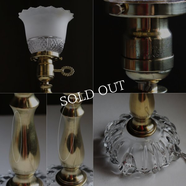 画像15: USAヴィンテージフロスト＆ダイヤカットのガラステーブルライト｜アンティーク卓上照明BRYANT社製ソケット (15)