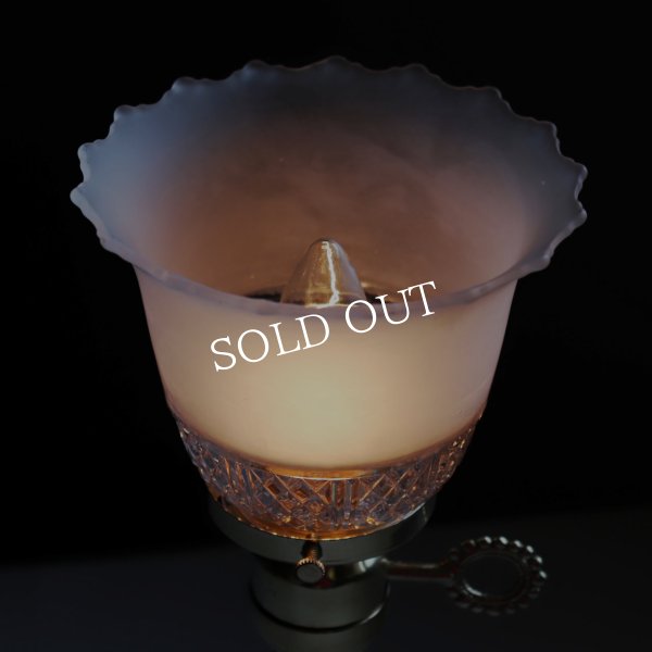 画像9: USAヴィンテージフロスト＆ダイヤカットのガラステーブルライト｜アンティーク卓上照明BRYANT社製ソケット (9)