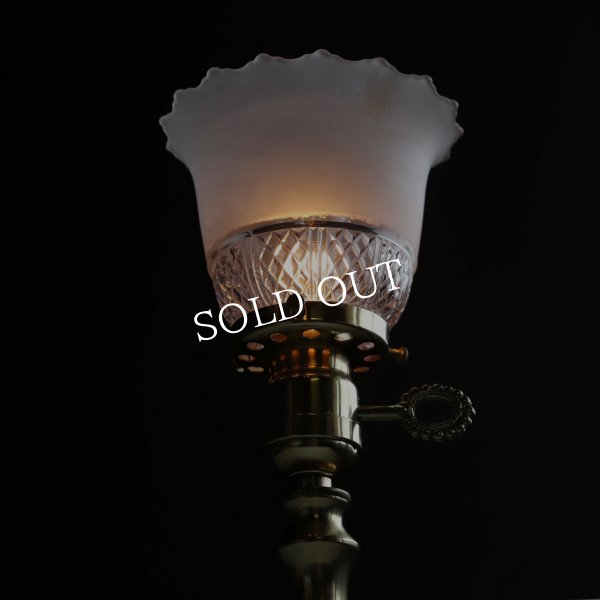 画像8: USAヴィンテージフロスト＆ダイヤカットのガラステーブルライト｜アンティーク卓上照明BRYANT社製ソケット (8)