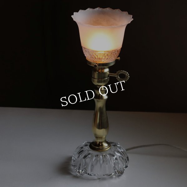 画像3: USAヴィンテージフロスト＆ダイヤカットのガラステーブルライト｜アンティーク卓上照明BRYANT社製ソケット (3)