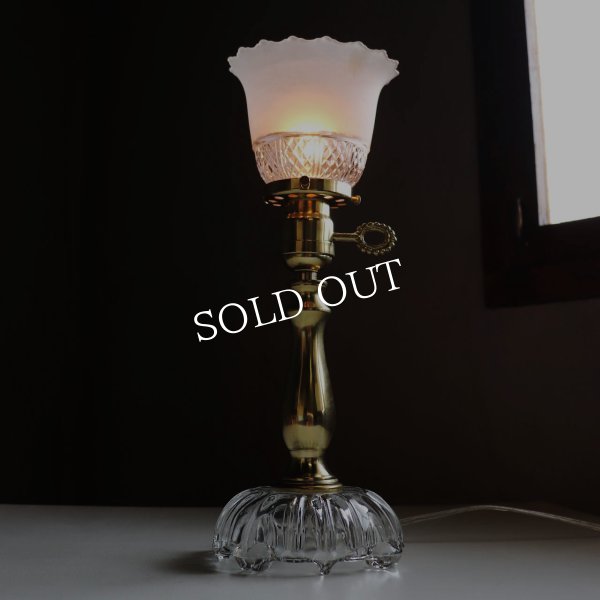 画像2: USAヴィンテージフロスト＆ダイヤカットのガラステーブルライト｜アンティーク卓上照明BRYANT社製ソケット (2)