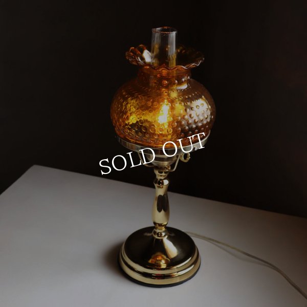 USAヴィンテージホブネイルアンバーガラスシェードテーブルライト｜卓上照明スチューデントランプスタイル