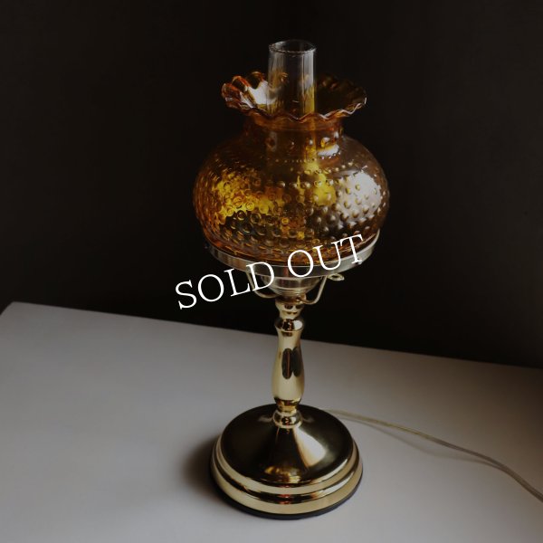 USAヴィンテージホブネイルアンバーガラスシェードテーブルライト｜卓上照明スチューデントランプスタイル