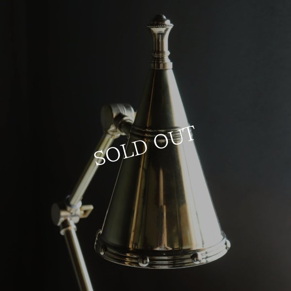 USAヴィンテージインダストリアル角度調整付きデスクライト真鍮・木｜アンティークテーブルランプ卓上照明