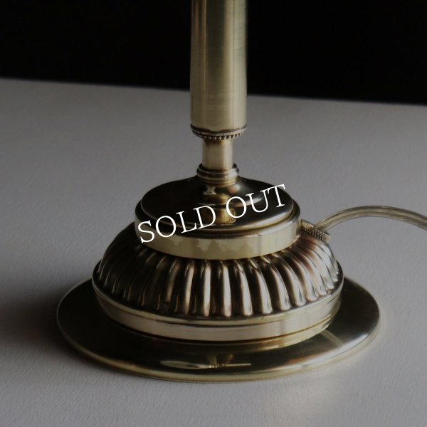 USAヴィンテージミルクガラスフリルシェード真鍮テーブルライト｜アンティークオパリンガラス乳白色硝子卓上照明