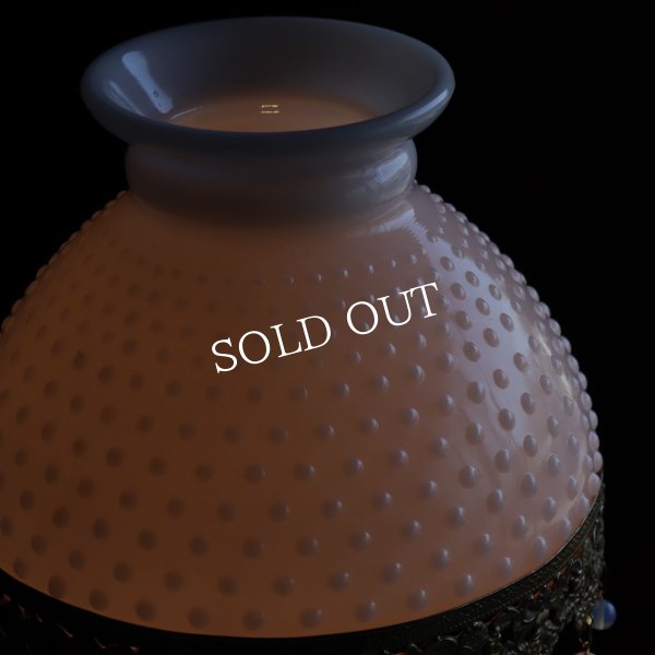 USAヴィンテージホブネイルミルクガラステーブルライト｜ヴィクトリアンランプ卓上照明