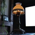 USAヴィンテージホブネイルミルクガラステーブルライト｜ヴィクトリアンランプ卓上照明